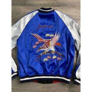 Sukajan Japan Souvenir Reversible Full Zip Jacket Tiger Embroidered Bomber Sz S
